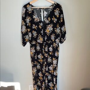 American Eagle Black Floral Jumpsuit